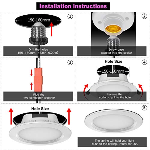 MagicLight Smart LED Recessed Downlight 6 Inch, App Control, Multicolor, Dimmable, 15W RGBCW WiFi & Bluetooth Retrofit… – תמונה 3