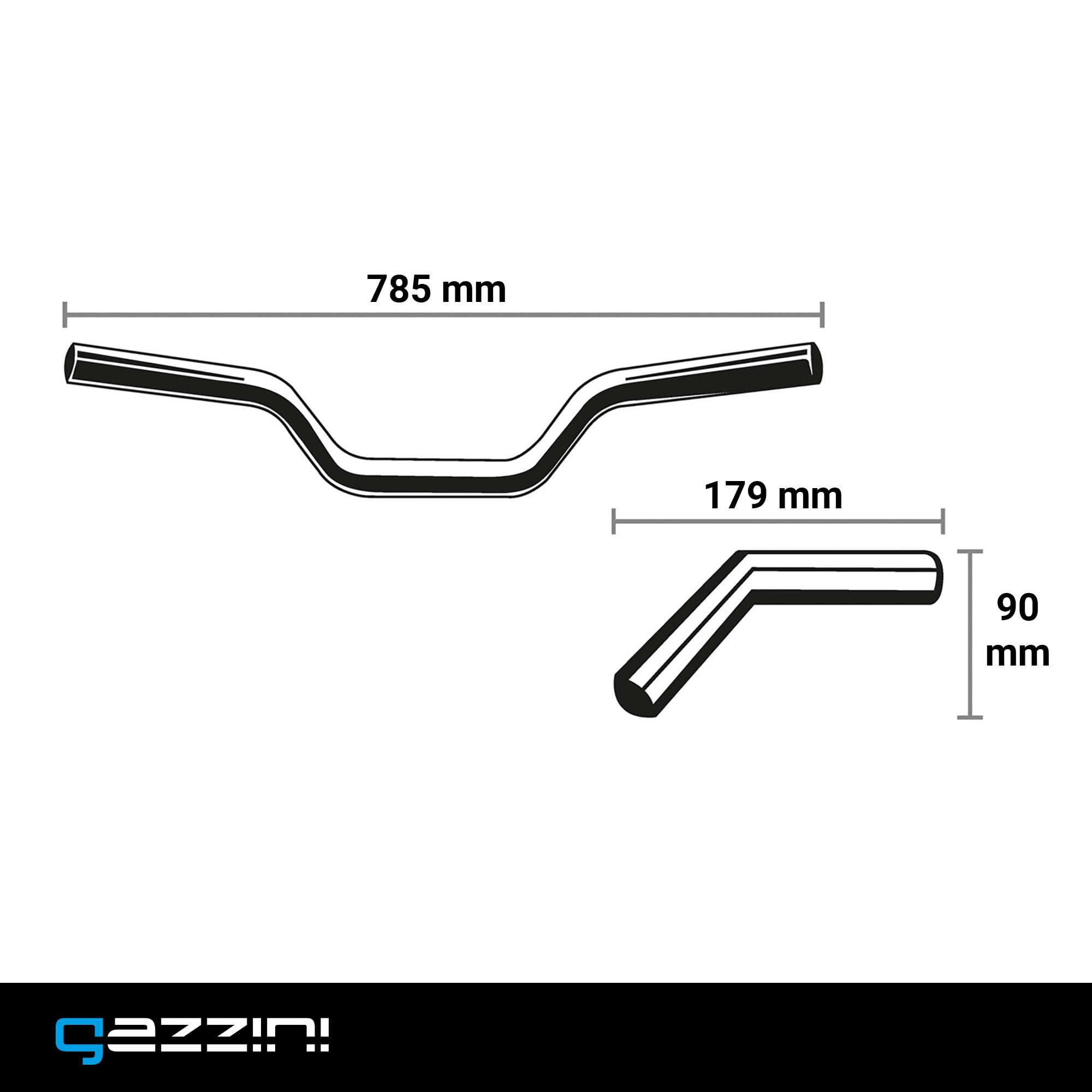 gazzini Street Touring Stahl Motorradlenker mit ABE 22mm, Breite 785mm, Motorrad Lenker Schwarz, Universal Lenker 7/8 Zoll, Tourenlenker Motorrad, Naked Bike Zubehör