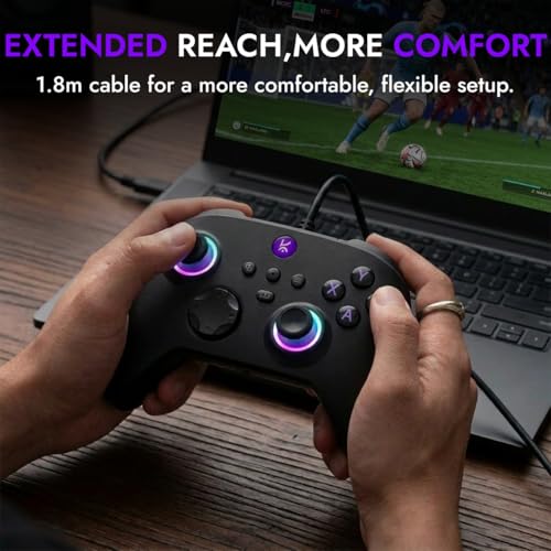 Image of Kreo Surge LITE Wired Gaming Controller for PC | Hall Effect Joysticks & Triggers | 1000Hz Polling Rate | Dual Asymmetric Rumble | Turbo Mode | Programmable Macro Buttons | USB-A | Windows, macOS, Android Compatible