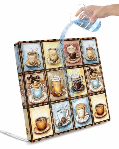 2 Pack Coffee Waterproof Cushion Covers with Ties, Outdoor Patio Chaise Lounge Chair Seat Cushion Slip Covers Replacement(Only Cover) Vintage Farmhouse Funny Cartoon Cup Plaid 22