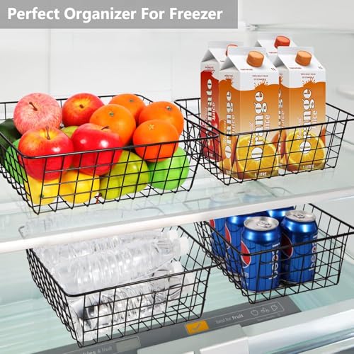 Image of Wire Storage Basket for Kitchen & Pantry | Multipurpose Metal Organizer Bin for Fruits, Vegetables, Snacks, Bathroom & Closet Storage | Black Iron Mesh Basket (Pack of 1)