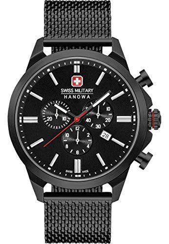 Swiss Military Hanowa Uniseks analoog kwartshorloge voor volwassenen, met roestvrij stalen armband 06-3332.13.007