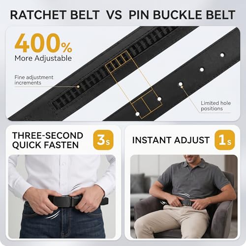50% Off Mens Ratchet Belts Leather 2-Pack with Code - Image 3