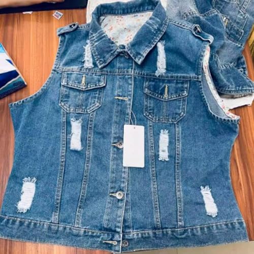 Chaleco vaquero mujer vaquero clásico con botones metálicos 3