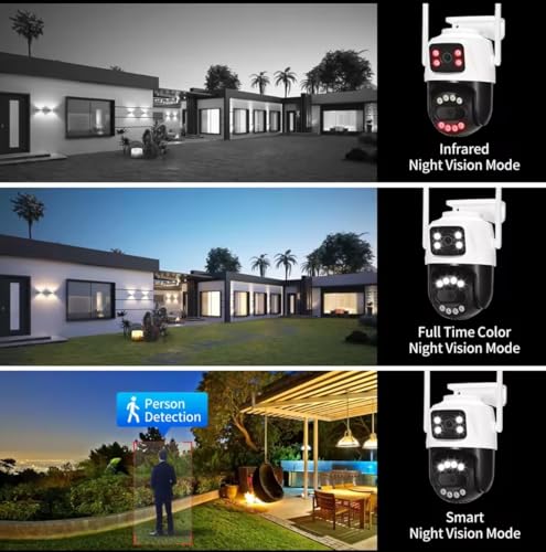 Image of IP66 8MP (5MP+5MP) Dual Lens 1080P UHD WiFi CCTV Camera for Indoor & Outdoor | Color Night Vision, AI Human /Motion Detection, SD /Cloud Storage, (Wall Premium)