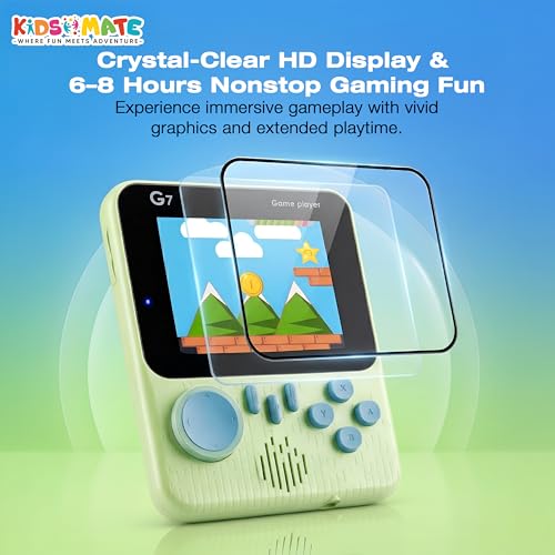 Image of Kidsmate Handheld Gaming Console Video Game for Kids with 666 Built-in Retro Games | Rechargeable Battery, Compact Design with TV Connectivity for Big Screen Play | Ideal for Fun & Learning (Green)