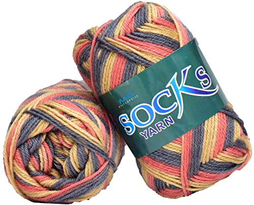 Image of M.G ENTERPRISE Premium Socks high Strength Nylon Yarn Suitable for Socks, Accessories, and Home Decor. 500 gm Mango Grey, Suitable for Both Crocheting & Knitting. ERMC