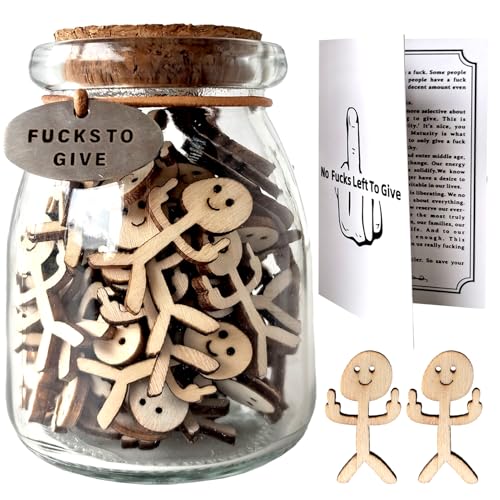 Jar of Fucks to Give, Fuck Jar Gag Gifts, Bottle of Fucks, Fucker Wooden Cutout in A Jar for Friends Birthday