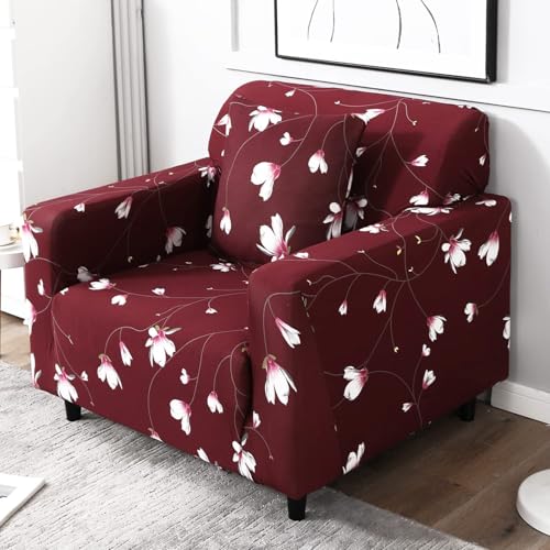 Image of HOKIPO 95% Polyester, 5% Spandex Stretchable Elastic Cover For Sofa 1 Seater (Ar-4093-D11, Red)