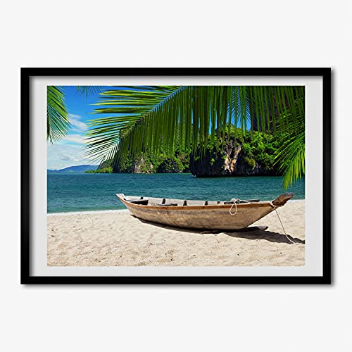 Peinture 70x50 cm cadre en bois affiche tableau moderne de bateau Tulup deco murale