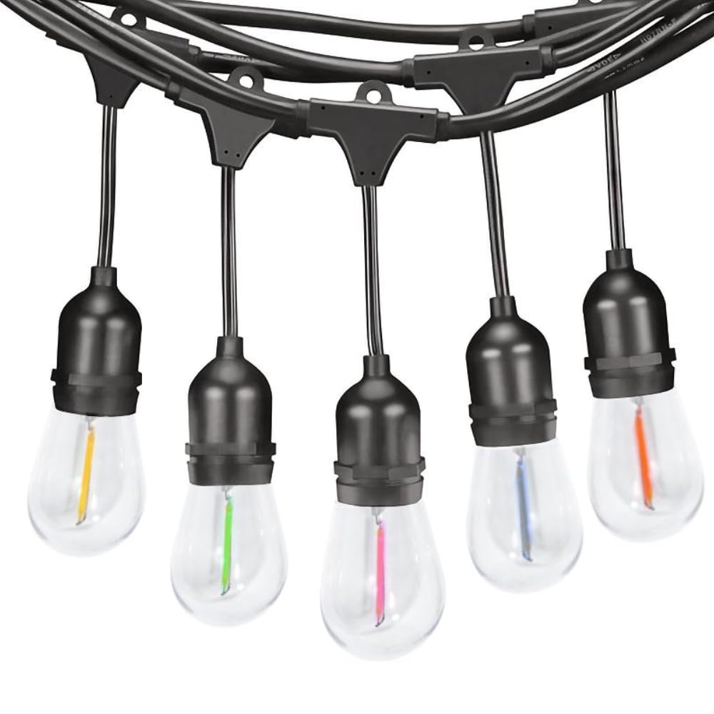 M Ledme – Guirnalda Exterior LED Solar 7,5M de 10 bombillas, Color Regulable RGB, IP65 Impermeable, Incluye Sensor Crepuscular, Decoración para Terraza, Jardín, Patio, Entrada y Fiestas