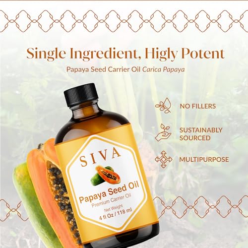 Image of SIVA Papaya Seed Oil 4oz (118ml) Premium Cold-Pressed 100% Natural Carrier Oil With Dropper For Face, Skin Care, Body Massage, Hair Care, Hair Oiling & Scalp Massage