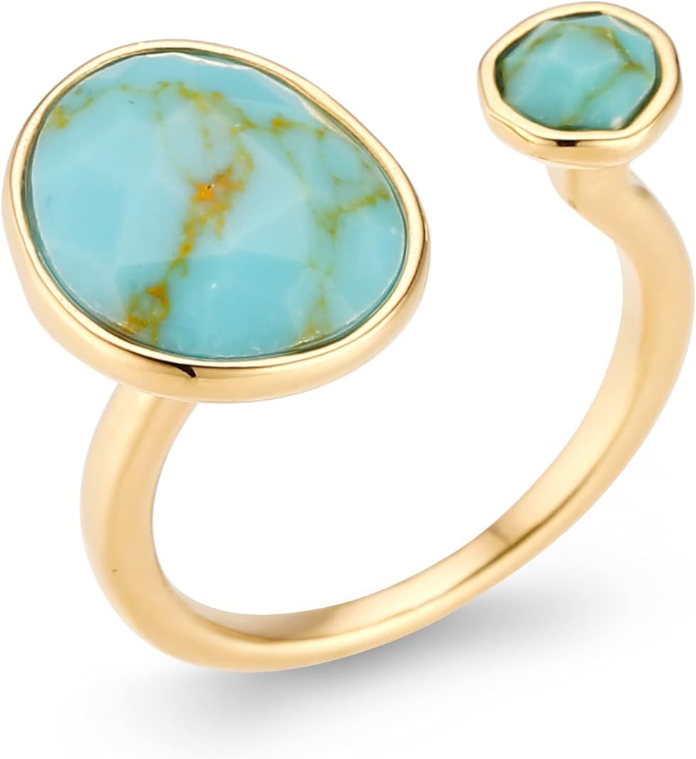 Eyecatching 14K goldplated statement ring with simulated turquoise
