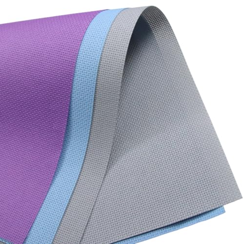 Image of KCS 3 pc of 15 inch x 18 inch(38cmx45cm) 14 Count Cross Stitch Cotton Aida Cloth Needlework Rolled Fabric Box,14CT,Light Grey+Light Blue+Lavender