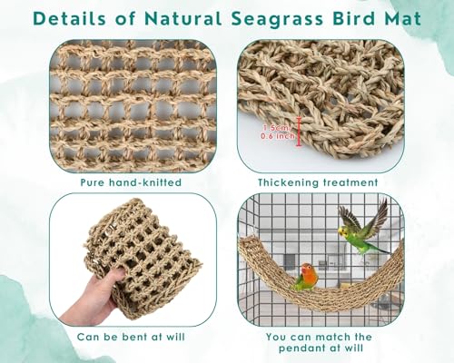 Image of DS. DISTINCTIVE STYLE Bird Seagrass Mat Natural Grass Woven Net Hammock Bird Cage Accessories Bird Bridge for Pigeon Macaw Cockatiel Conure Budgie Cockatoo Rat Bearded Dragon