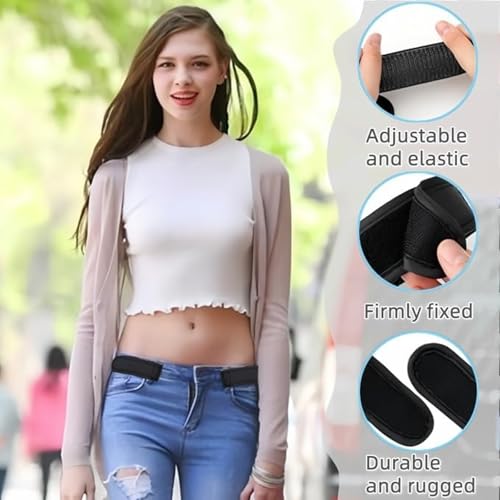 Image of 2 Pack Elastic Belt For Men, Black Stretchable Belt Without Buckle, Adjustable Waist Belt For Pants Jeans Shorts, Comfortable Formal Belt For Travel Work Daily Wears, 41cm x 4cm x 1.2cm