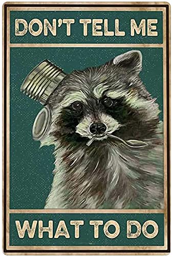 Image of Wall Art Decor Metal Signs Little Raccoon Can Open Can Retro Funny Gifts for Game Cafes Pub Beer Club Wall Home Decor 8 x 12 inch