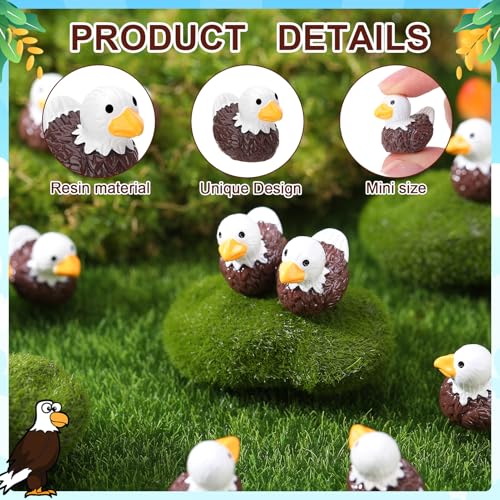 Image of 50 Pcs Bald Eagle Ducks Toy Figures, Mini Bald Eagle Resin Ducks Bulk, Tiny Bald Eagle Figurine Dress up Duck Toy for Party Favors (Bald Eagle)
