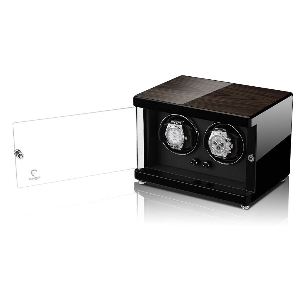 MODALO Uhrenbeweger (Watch Winder) Ambiente MV4 für 2 Uhren Schwarzes Makassar-Holz Design