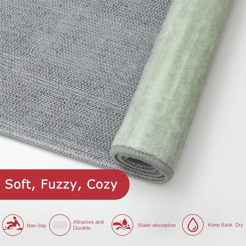 KOZYFLY Modern Abstract Hallway Runner Rug, 2x8 Kitchen Rugs Non-Slip Washable Soft Striped Runner Rugs, Print Distressed Green Carpet Runner for Entryway Bathroom Laundry Room Foyer
