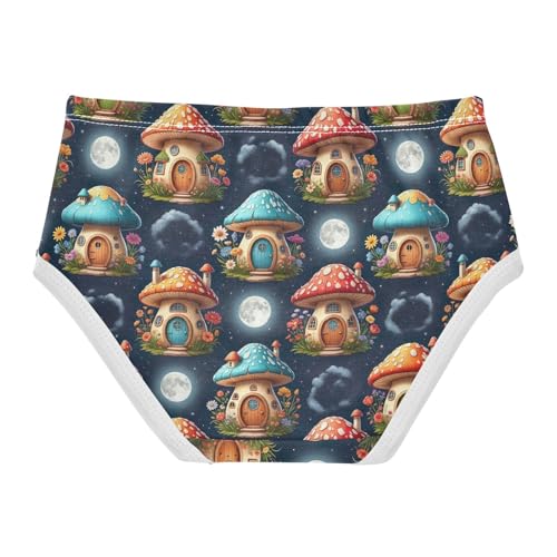 Joisal Cotton Toddler Girls Underwear Cute Mushroom House Moon Little Girl Panties Fancy Briefs Kids Undies 2t2