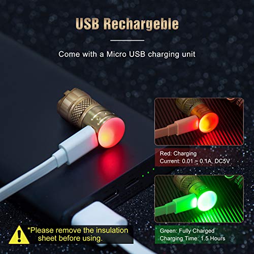 Lumintop Gt Nano Brass Flashlight 450 Lumens Rechargeable Mini Edc Keychain Small Torch 300 Meters Beam Distance Compact Bright With Single 10180 Li-Ion Battery #TOP5