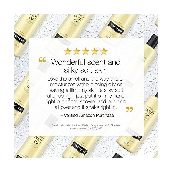 Neutrogena Body Oil Light Sesame Formula, Dry Skin Moisturizer and Hydrating Body Massage Oil for Radiant and Healthy Looking Glow, Nourishing Bath Oil for Sheer Moisture, 16 FL OZ