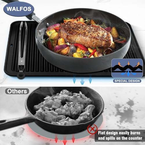 Image of Walfos XXL Silicone Trivet 16 Inch and Trivets Mats 12 Inch, Trivets for Hot Pots and Pans, Heat Resistant Pot Holders Hot Pads for Kitchen Quartz Countertops, Hot Dishes, 6 Pack