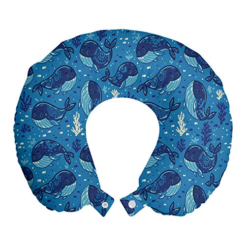 ABAKUHAUS Ballena Cojín de Viaje para Soporte de Cuello, Diseño temático acuático,...