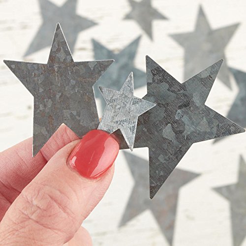 Factory Direct Craft Set of 48 Galvanized Tin Assorted Size Star Cutouts for Crafting, Creating and Embellishing | Assorted Size