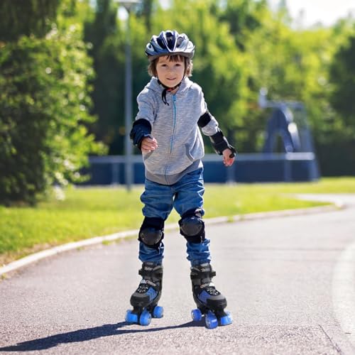 Image of Kids Roller Skates for Boys, Blue Adjustable Rollerskates with Light Up Wheels for Teens Youth Ages 8-12 10 11 12, Beginners Outdoor Sports, Best Birthday Gift for Kids