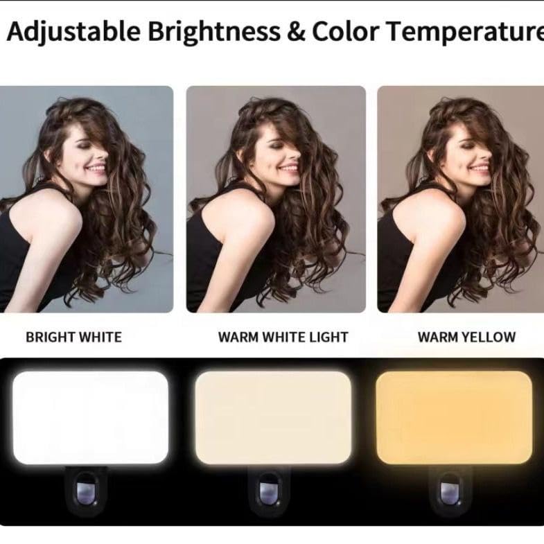 Image of FKU LED Cube Light with Clip - Type-C Rechargeable, Adjustable Brightness, Selfie & Video Lighting (Pocket Rechargeable Led Selfie Light)