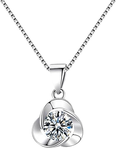 Miniatura 2 de Collar con colgante geométrico de circonita cúbica para mujer diseño de flores con incrustaciones de micro incrustaciones ultrarrápidas con