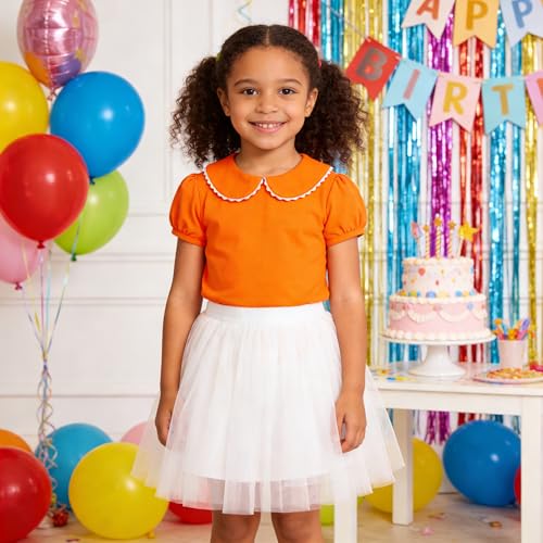 Image of LYSMuch Girl Short Sleeve Peter Pan Collar Shirt Kid School Polo Shirt