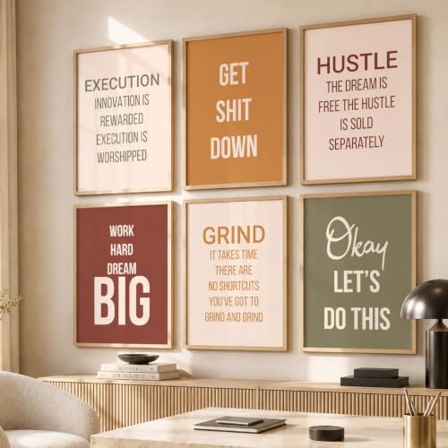 Image of kotart Quote wall Paintings with Frame for Home Decoration - Painting for Living Room Bedroom Office Wall hanging frames - Pack of 6 | Set of 6 Multicolo (13x17 inch, F)