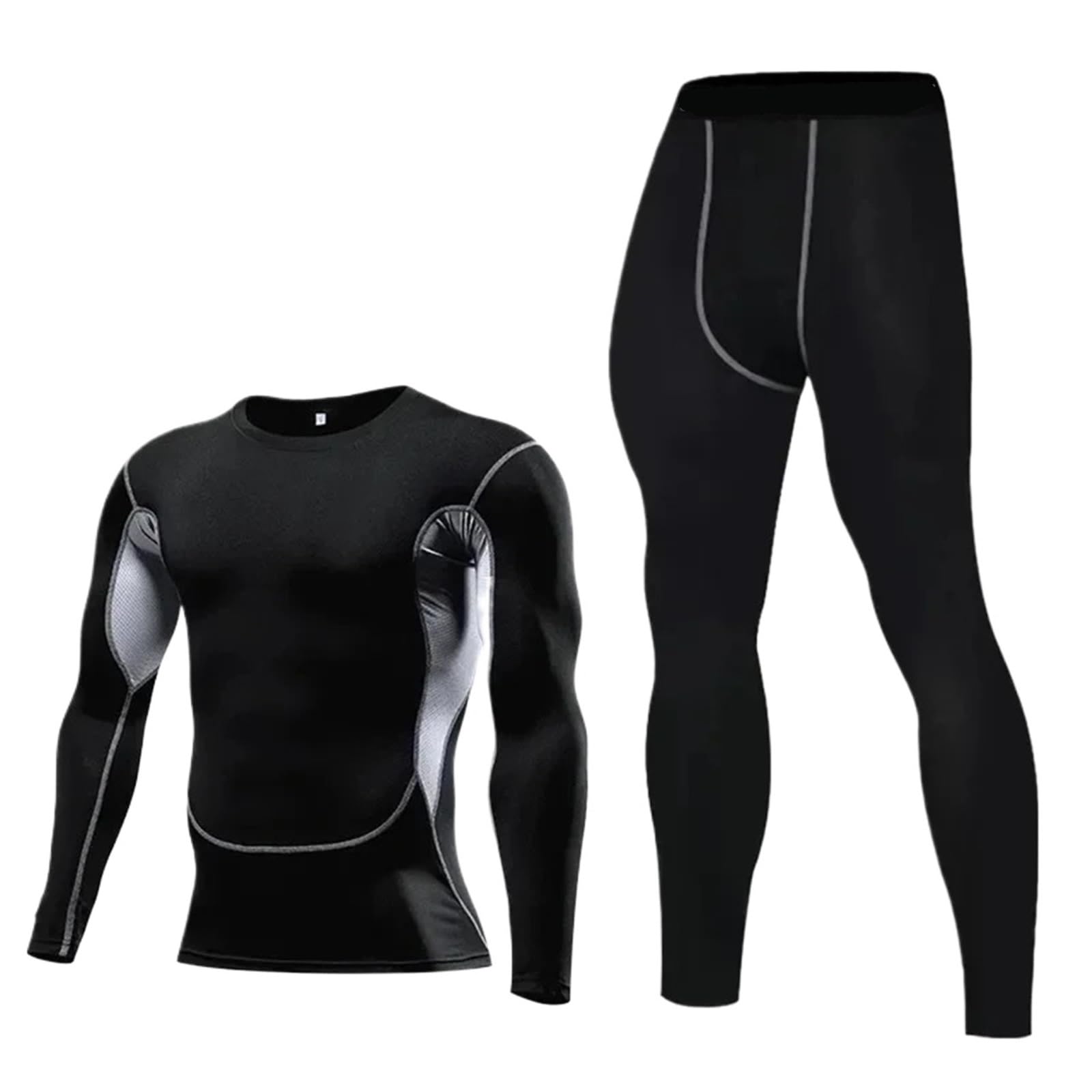 Conjuntos Térmicos Para Hombre Conjuntos de Fitness for gimnasio de felpa cálidos for hombre, conjuntos deportivos elásticos for correr, camisetas térmicas ajustadas for ejercicio, mallas largas con c