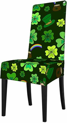 Numland Funda para silla de duende verde con trébol, color dorado y arco iris, de poliéster para el día de San Patricio, para hotel, oficina,