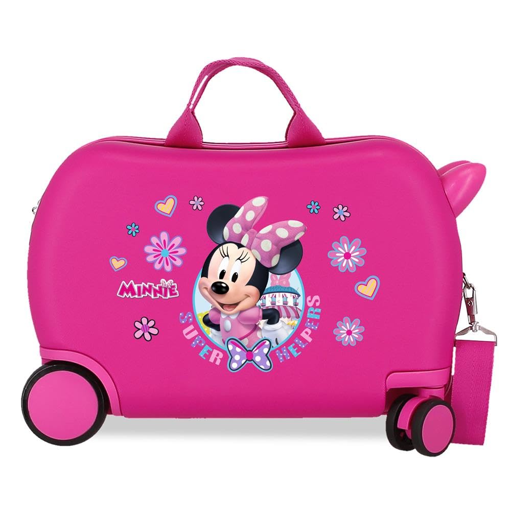 Disney Joumma Disney Minnie Helpers Maleta Cabina, Maleta Infantil, Fabricada en ABS, un Material Resistente, Cuatro Ruedas Dobles de Giro multidireccional, Cierre de combinación Lateral