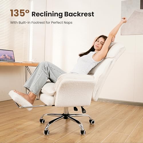 Image of Big and Tall Office Chair, Flip Armrests for Pets & Cross Legged Sitting, Executive Ergonomic Computer Gaming Chair with Foot Rest, Premium Tech Fabric Wide Seat Reclining Desk Chair