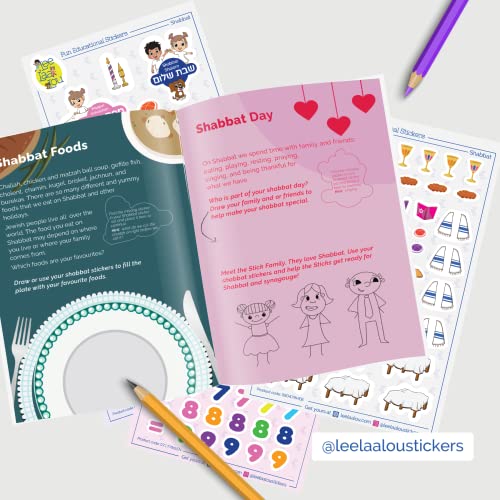 Shabbat Sticker Activity With Blessings, Hebrew, English, And Translitirations. Fun, Educational, Colouring, Writing, Spelling. Great For Home Or A Class Activity. #TOP2