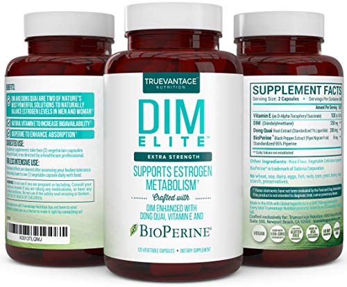 Extra Strength DIM 250mg (Diindolylmethane) - Plus Dong Quai, Vitamin E & BioPerine - DIM Supplement for Menopause Relief, PCOS Treatment & Hormonal Acne - Hormone Balance Support for Women and Men