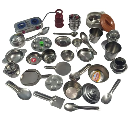 Saji collections Miniature Aluminium Steel Kitchen Set/ Cooking Set for Kids/Girls (Stainless Steel) | ( 2 Years to 15 Years ) (B09VCJ8S2V) Amazon Price History, Amazon Price Tracker