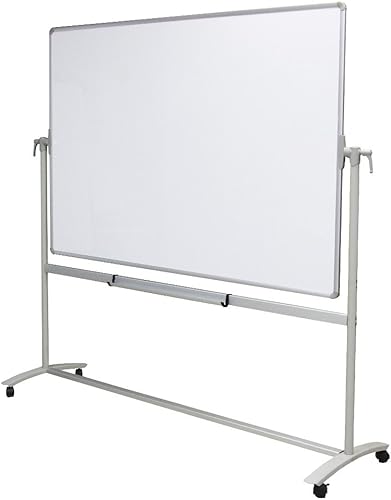 VIZ-PRO Pizarra blanca de oficina no magnética de doble caracaballete móvil, 72 x 48 pulgadas, soporte de acero