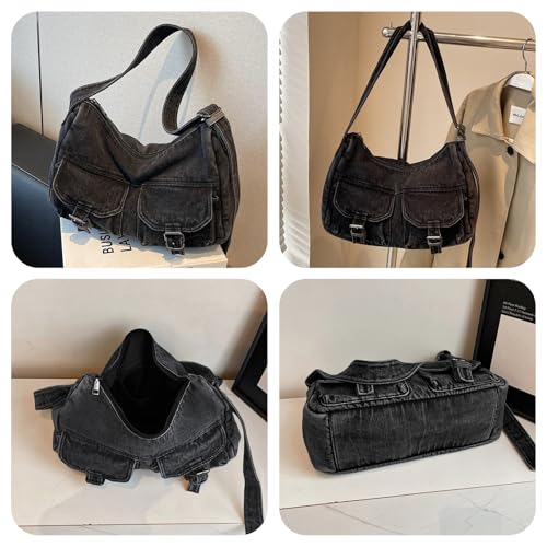 Bolso de lona vaquera tipo bandolera unisex retro miniatura 6