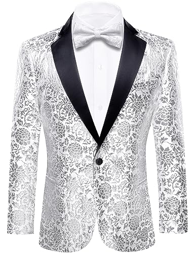 Image of Barry.Wang Blazer for Men Paisley Sport Coat Lightweight Suit Jacket Regular Tuxedo Flower Mardi Gras Carnival Gift