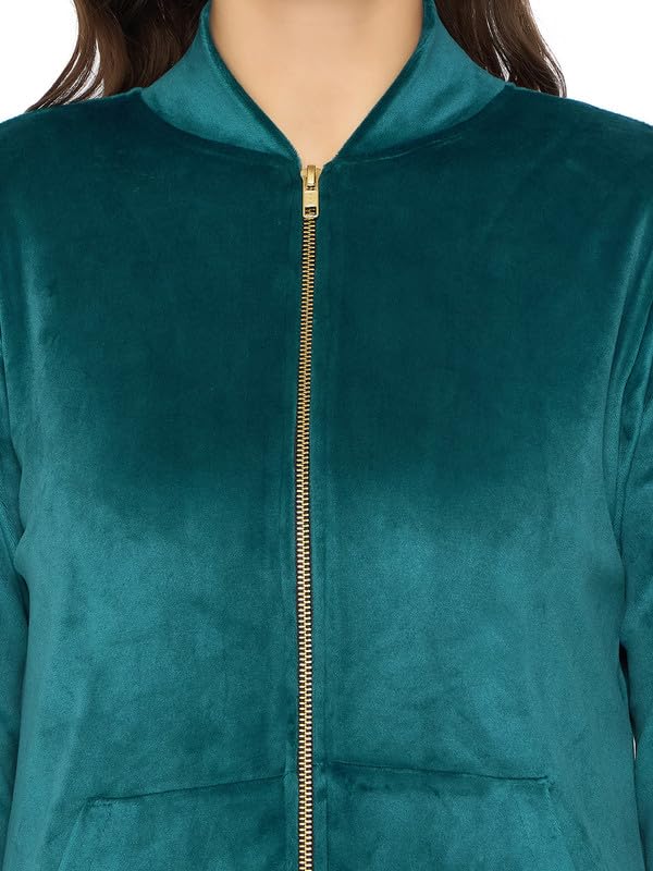 Clovia Conjunto de chaqueta y pijama chic básico para mujer, terciopelo