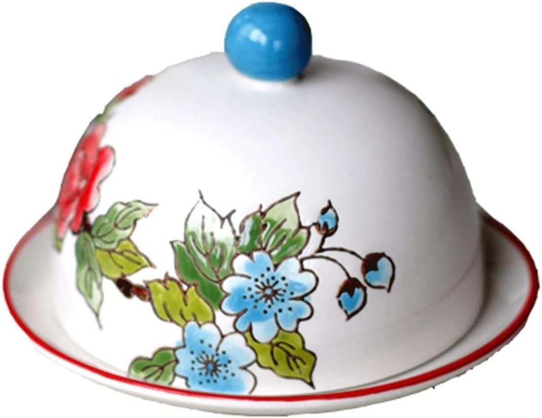 Butter Dish Butter Plate with Round Lip,Hand Painted Butter Dish,Housewares Kitchen Decoration Festive Party Creative Tableware Kitchen Gift,