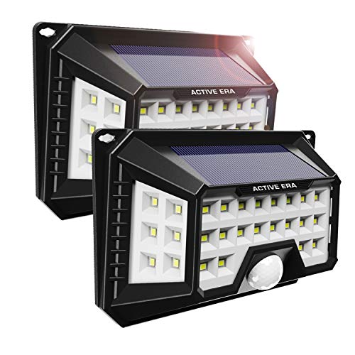 Active Era Solarleuchten für Außen mit Bewegungsmelder - Solarlampe mit 42 integrierten LED-Lampen und Weitwinkel-Strahlung - Wasserfestes Solarlicht für Garten und Außenbereich - 2 Stück