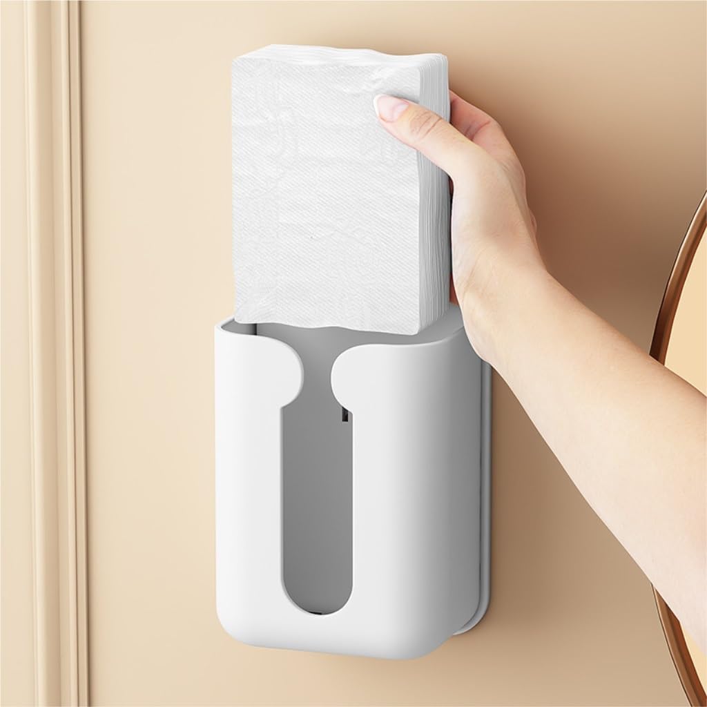 Tissue Box Cover Cartoon Creative Tissue Box Free Punching Wall-Mounted Tissue Storage Box Toilet Multi-Functional Tissue Box (Color : White+Pink, Size : One Size)