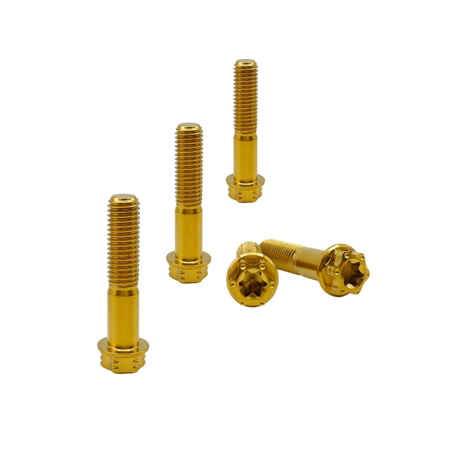 RISON Titanium Bolts M6*1.0 * 25 Torx Titanium Bolts for Motorcycles Hex Head Dual Drive Gold Titanium Flange Bolt Pack of 5